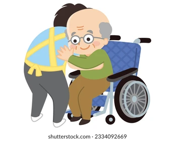 caregiver helping move wheelchair 260nw 2334092669